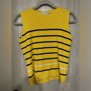 100% Cotton Sleeveless Blue and White Striped RibbedCotton Top‎